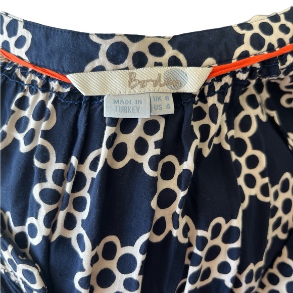 Boden Ladies Navy & White Print Lightweight Blouse Size 4 - Picture 5 of 5